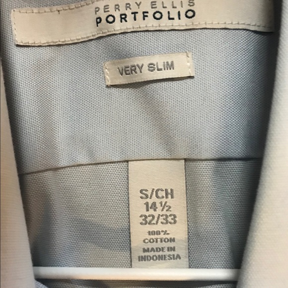 Perry Ellis Portfolio Cloud Blue Dress Shirt S. - Picture 2 of 2